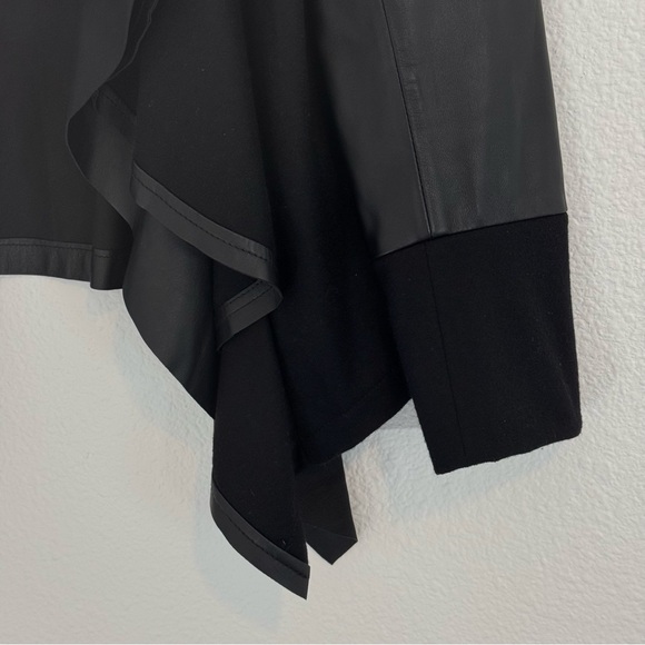 Lafayette 148 New York Leather Wool Jacket Open Waterfall Black 8 - Picture 7 of 14